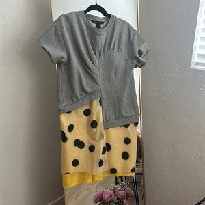 Marc by Marc Jacobs 196530 Womens Mixed Media Sheath Dress Gray/Yellow Size M